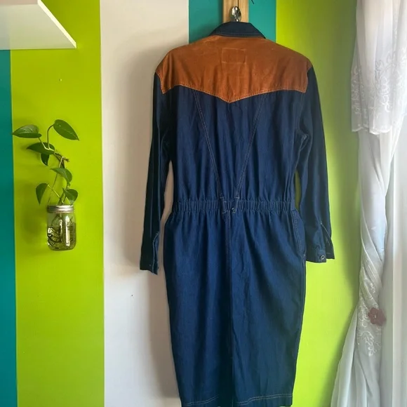 Denim Corduroy Western Dress - Picture 4 of 7